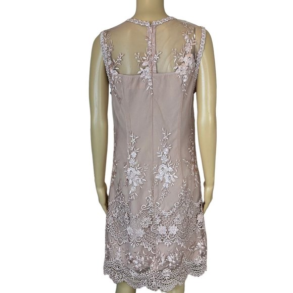 Nanette Lepore Shift Lace Dress Size 8 Baby Pink Lace Knee Length Sleeveless - Picture 2 of 13